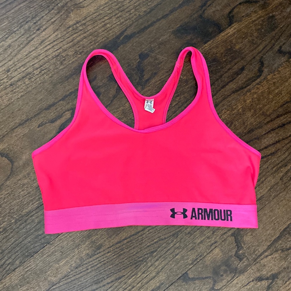 Under Armour: Fluorescent hot pink sports bra. Size: LG/G